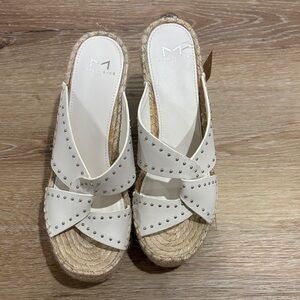 Marc Fisher Cream Studded Espadrille Sandals